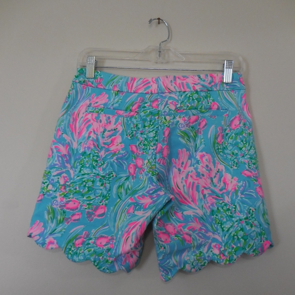 Nwt Lilly Pulitzer Women's Amalfi Blue Coral Reef Fish Patterned Shorts Size 0 - Picture 2 of 10
